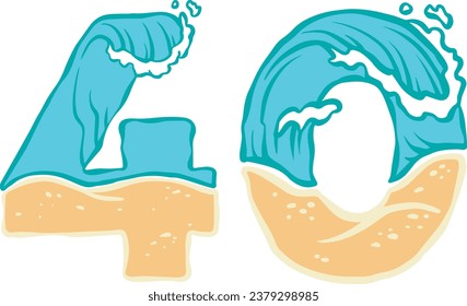 Number 40 Ocean Waves Beach Theme Numbers