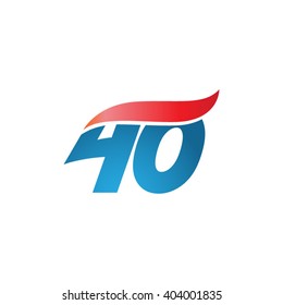 number 40 swoosh design template logo blue red