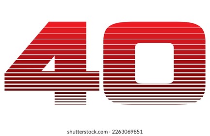 Number 40 Vector Illustration. Red Number Forty Isolated On A White Background
