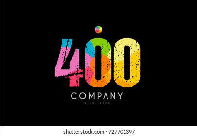 number 400 logo icon design with grunge texture and rainbow colored pattern