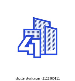 number 41 with building logo design, vector graphic symbol icon illustration