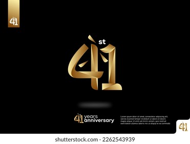 Number 41 gold logo icon design, 41st birthday logo number, 41st anniversary.