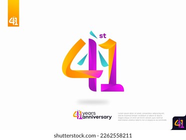 Number 41 logo icon design, 41st birthday logo number, 41st anniversary.