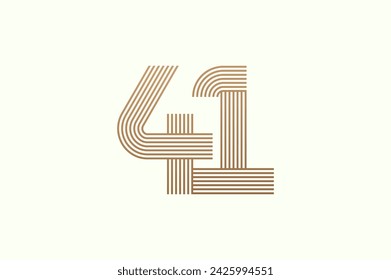 Number 41 Logo. Monogram Number 41 logo multi line style. usable for business logos and anniversary. flat design logo template. vector illustration	