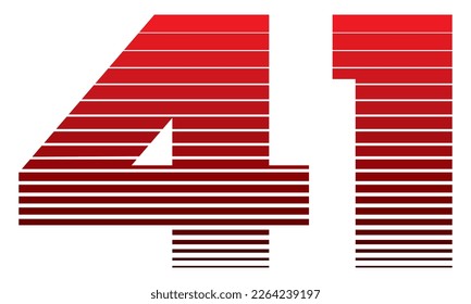 Number 41 Vector Illustration. Red Number Forty One Isolated On A White Background
