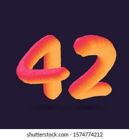 Number 42 3D multi colour gradient digit icon vector template.
