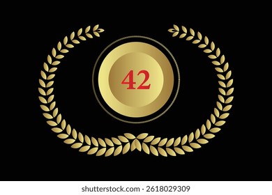 number 42 with laurel wreath icon, vector illustration.