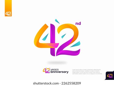 Number 42 logo icon design, 42nd birthday logo number, 42nd anniversary.