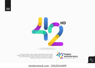 Number 42 logo icon design, 42nd birthday logo number, anniversary 42