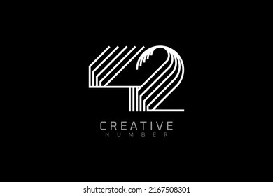 Number 42 Logo, modern and creative number 42 multi line style, usable for brand, anniversary and business logos, flat design logo template, vector illustration