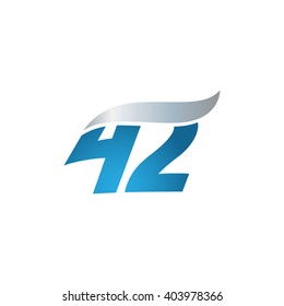 number 42 swoosh design template logo blue gray