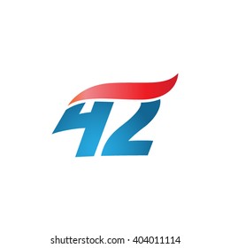 number 42 swoosh design template logo blue red