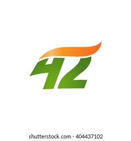 number 42 swoosh design template logo green orange