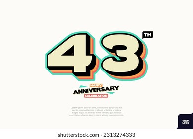 Number 43 logo icon design, 43rd birthday logo number, anniversary 43