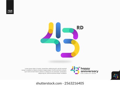 Number 43 logo icon design, 43rd birthday logo number, anniversary 43