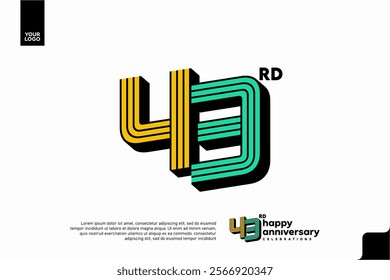 Number 43 logo icon design, 43rd birthday logo number, anniversary 43