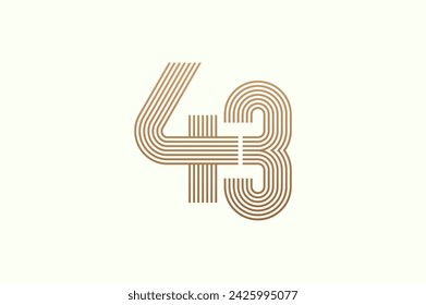 Number 43 Logo. Monogram Number 43 logo multi line style. usable for business logos and anniversary. flat design logo template. vector illustration	
