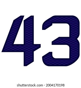 Number 43 Vector Illustration. Blue Number Forty Three With Abstract Pattern Isolated On A White Background
