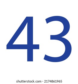NUMBER 43 VECTOR ILLUSTRATION ISOLATED ON WHITE BACKGROUND