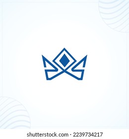 number 44 Crown creative modern premium logo design vector template