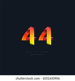 Number 44 forty four multi colour digit icon vector template.