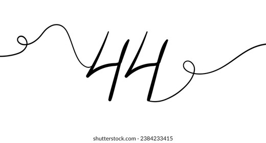 Number 44 line art drawing on white background. Anniversary 44th birthday continuous drawing contour. Minimal vector illustration
