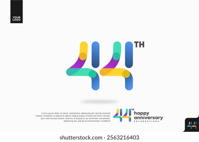 Number 44 logo icon design, 44th birthday logo number, anniversary 44