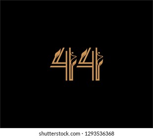 Number 44 monogram linear shape luxury flourishes ornament design logo