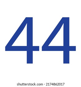NUMBER 44 VECTOR ILLUSTRATION ISOLATED ON WHITE BACKGROUND