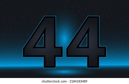 Number 44 vector. Luxury blue number 44 with luxurious modern background. vector design for celebration, invitation card and greeting card