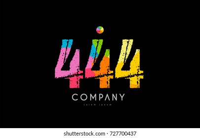 number 444 logo icon design with grunge texture and rainbow colored pattern