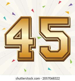 number 45 3d design template logo with retro background