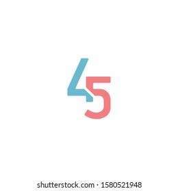 Number 45 Logo Design Vector Unique