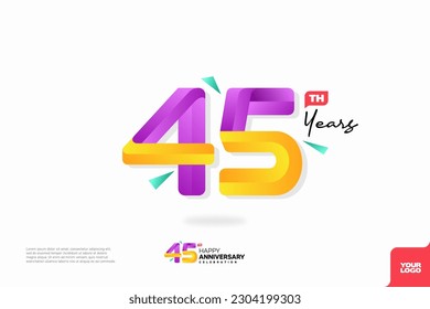 Diseño del icono del logo número 45, número del logo de 45 años, aniversario 45