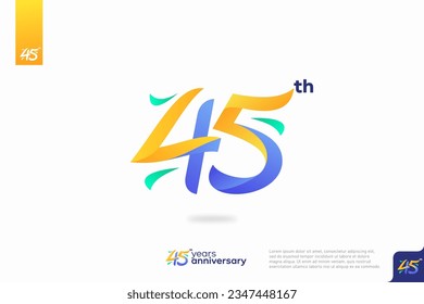 Number 45 logo icon design, 45th birthday logo number, anniversary 45