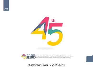 Number 45 logo icon design, 45th birthday logo number, anniversary 45