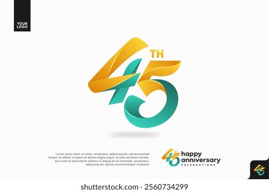 Number 45 logo icon design, 45th birthday logo number, anniversary 45