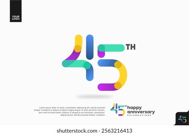 Number 45 logo icon design, 45th birthday logo number, anniversary 45