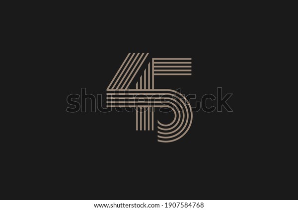 Number 45 Logo, Monogram Number 45 logo\
multi line style, usable for anniversary and business logos, flat\
design logo template, vector\
illustration