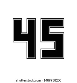  number 45 shape, forty five vector shape