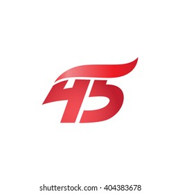 number 45 swoosh design template logo red
