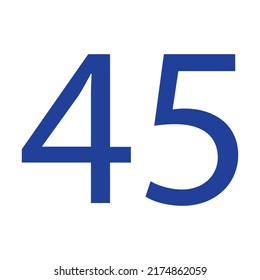 NUMBER 45 VECTOR ILLUSTRATION ISOLATED ON WHITE BACKGROUND