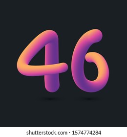 Number 46 3D multi colour gradient digit icon vector template.