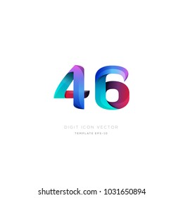 Number 46 forty six multi colour digit icon vector template.