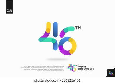 Number 46 logo icon design, 46th birthday logo number, anniversary 46