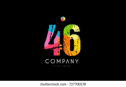 number 46 logo icon design with grunge texture and rainbow colored pattern