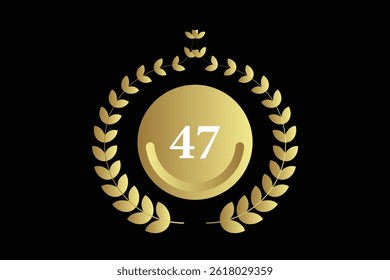 number 47 with laurel wreath icon, vector illustration.