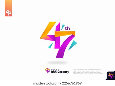 Nummer 47 Logo-Icon-Design, 47. Geburtstag-Logo-Nummer, 47. Jubiläum