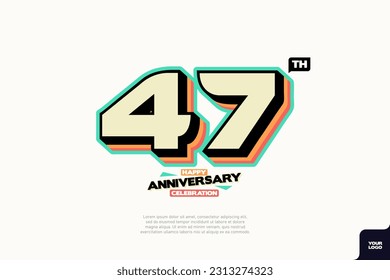 Diseño del icono del logo número 47, número del logo de 47 años, aniversario 47