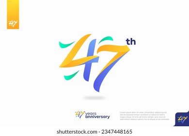 Number 47 logo icon design, 47th birthday logo number, anniversary 47